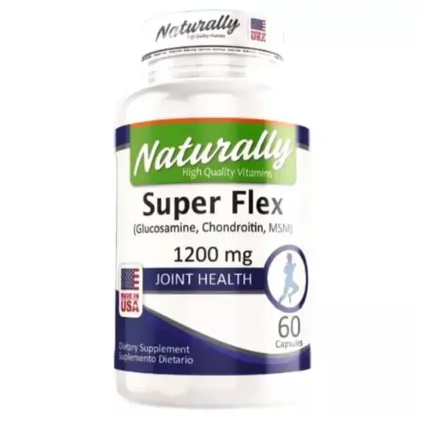 Super Flex Glucosamina, Condroitina y MSM 1200 mg – 60 cápsulas | Naturally